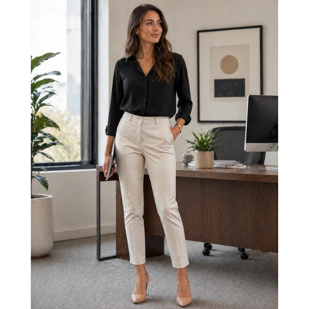 Banana Republic Size 8 Stretch Slim Traveler Pant Beige